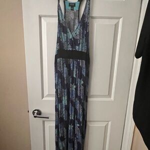 Elegant Blue and Black Women's Dress
